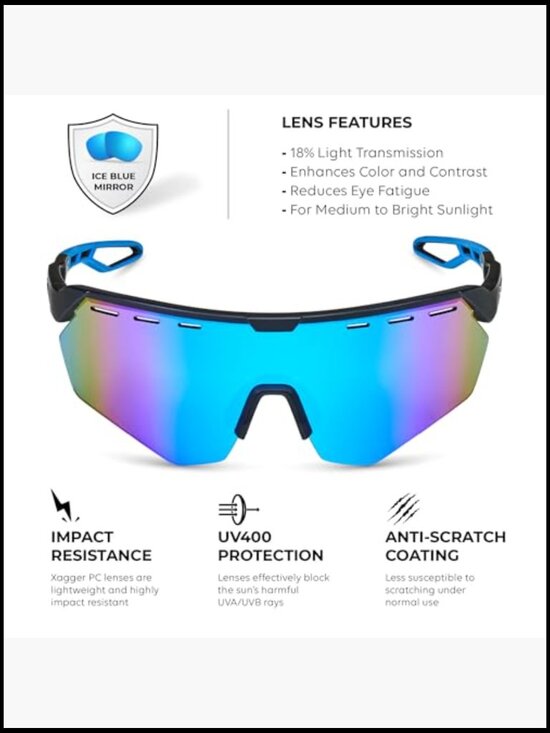 Athletic Wrap Around Sunglasses UV400 Protection TR90 Frame Cycling Running main image 4